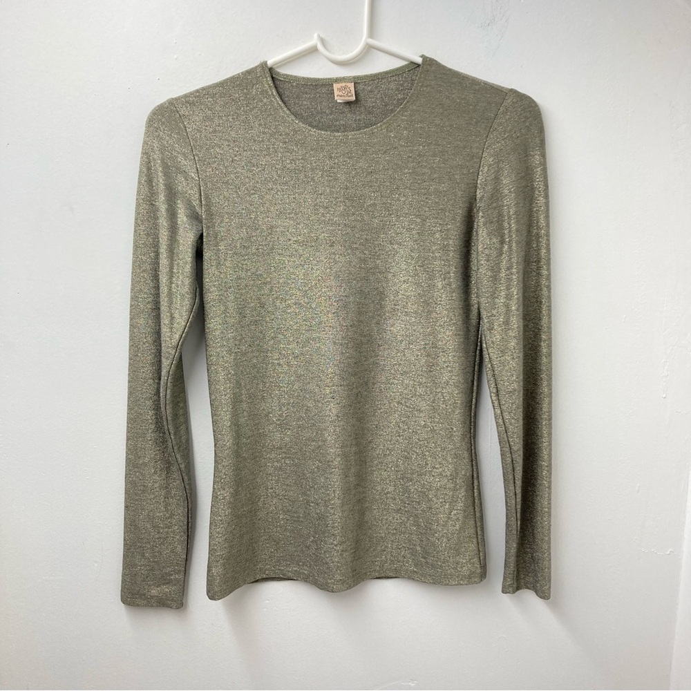 Only Hearts Metalic Long Sleeve Crew Neck Top Womens Size M